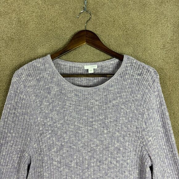 Pure J Jill Tunic Sweater Womens Large Purple Ribbed Knit 3/4 Sleeve Asymmetric - Picture 2 of 9